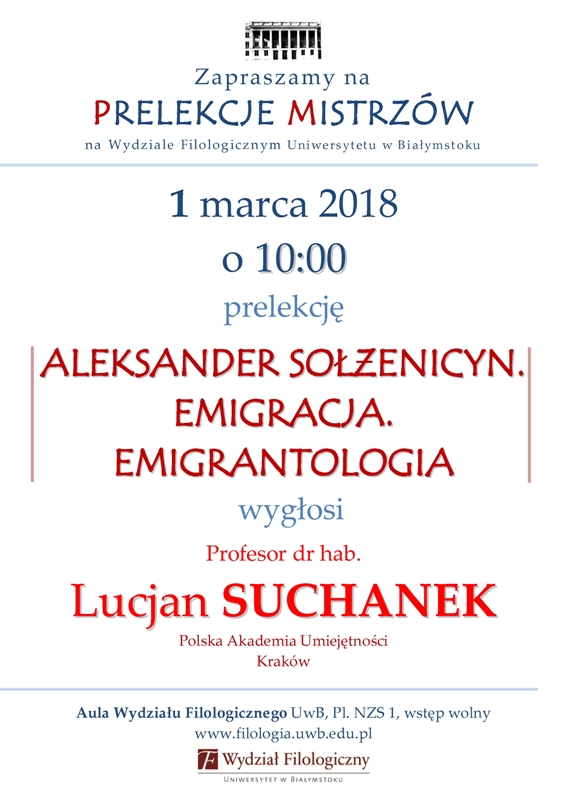 PRELEKCJE Prof.L.Suchanek plakat